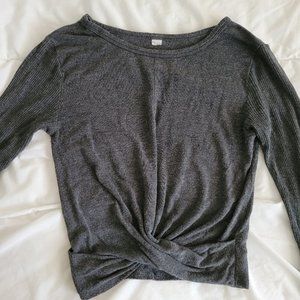Alo Yoga Grey Cross Front Crop Top
